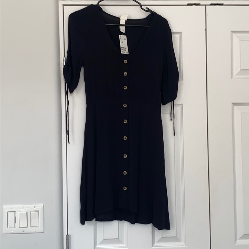 H&M Black Button Up Dress with Arm Ties